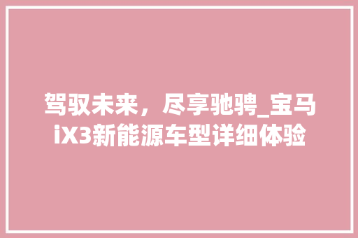 驾驭未来，尽享驰骋_宝马iX3新能源车型详细体验