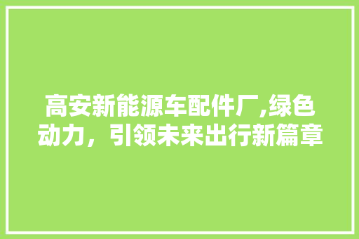 高安新能源车配件厂,绿色动力，引领未来出行新篇章