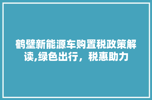 鹤壁新能源车购置税政策解读,绿色出行，税惠助力