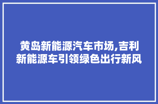 黄岛新能源汽车市场,吉利新能源车引领绿色出行新风尚