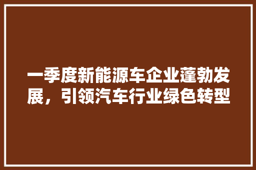 一季度新能源车企业蓬勃发展，引领汽车行业绿色转型