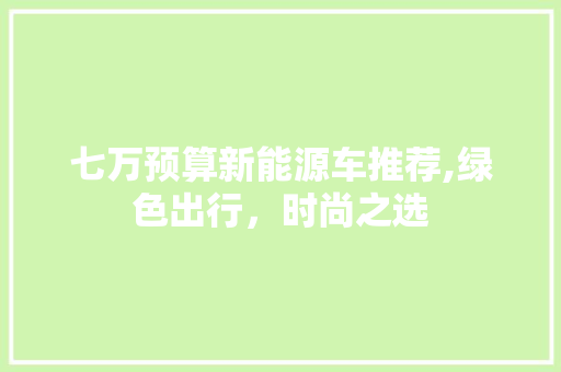 七万预算新能源车推荐,绿色出行，时尚之选