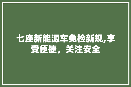 七座新能源车免检新规,享受便捷，关注安全
