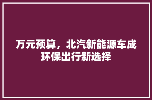 万元预算，北汽新能源车成环保出行新选择