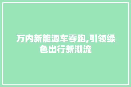 万内新能源车零跑,引领绿色出行新潮流