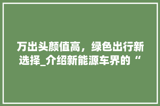 万出头颜值高，绿色出行新选择_介绍新能源车界的“颜值担当”