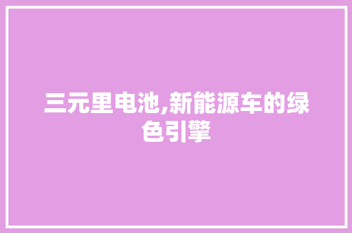 三元里电池,新能源车的绿色引擎