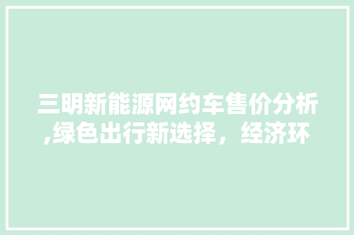 三明新能源网约车售价分析,绿色出行新选择，经济环保两不误