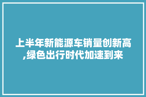 上半年新能源车销量创新高,绿色出行时代加速到来