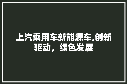 上汽乘用车新能源车,创新驱动，绿色发展