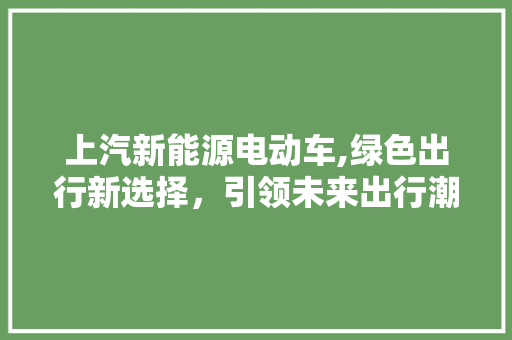 上汽新能源电动车,绿色出行新选择，引领未来出行潮流