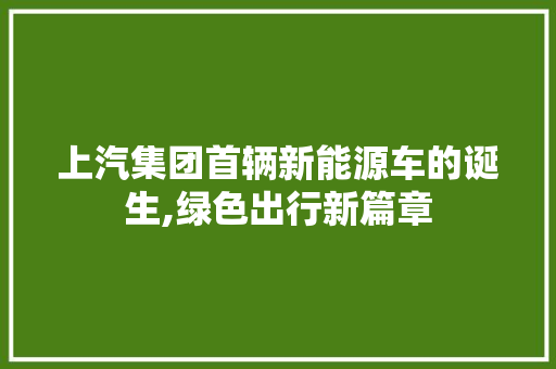 上汽集团首辆新能源车的诞生,绿色出行新篇章