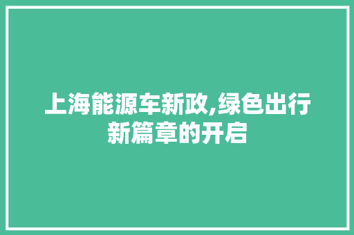 上海能源车新政,绿色出行新篇章的开启