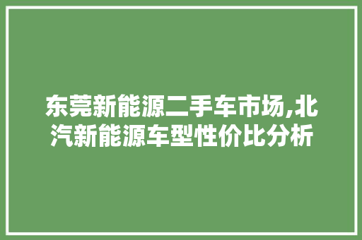 东莞新能源二手车市场,北汽新能源车型性价比分析 新款车型