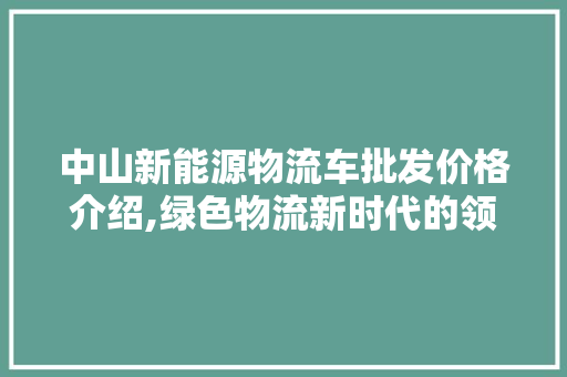 中山新能源物流车批发价格介绍,绿色物流新时代的领跑者