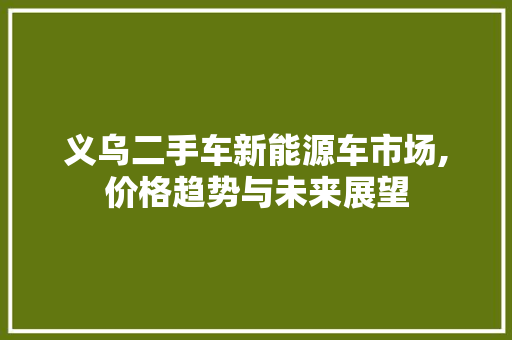 义乌二手车新能源车市场,价格趋势与未来展望