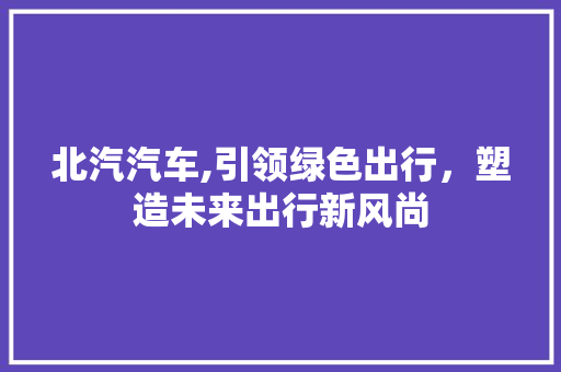 北汽汽车,引领绿色出行，塑造未来出行新风尚
