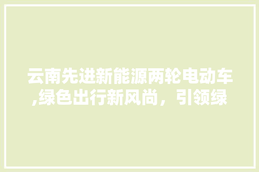 云南先进新能源两轮电动车,绿色出行新风尚，引领绿色生活新潮流