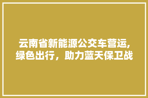 云南省新能源公交车营运,绿色出行，助力蓝天保卫战