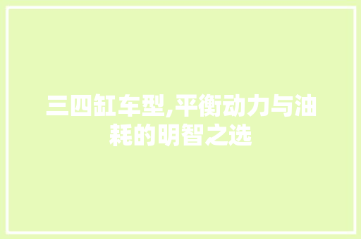 三四缸车型,平衡动力与油耗的明智之选