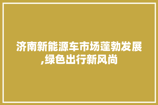 济南新能源车市场蓬勃发展,绿色出行新风尚