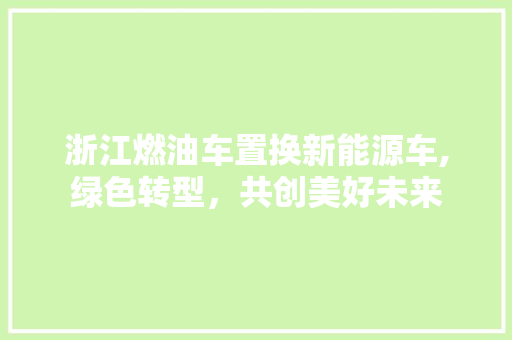 浙江燃油车置换新能源车,绿色转型，共创美好未来