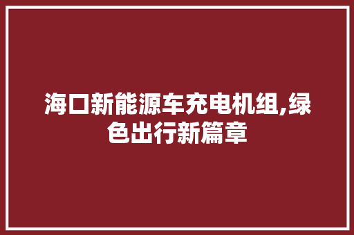 海口新能源车充电机组,绿色出行新篇章