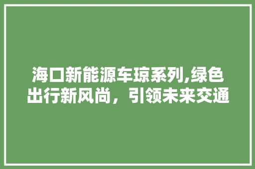 海口新能源车琼系列,绿色出行新风尚，引领未来交通革命