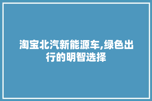 淘宝北汽新能源车,绿色出行的明智选择