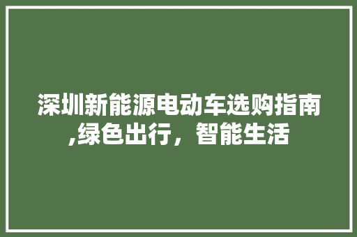 深圳新能源电动车选购指南,绿色出行，智能生活