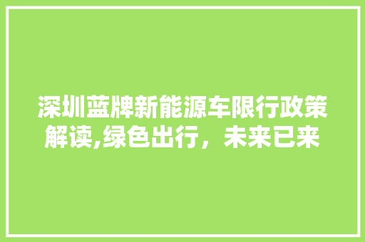 深圳蓝牌新能源车限行政策解读,绿色出行，未来已来