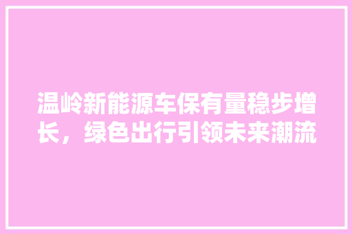 温岭新能源车保有量稳步增长，绿色出行引领未来潮流