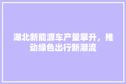 湖北新能源车产量攀升，推动绿色出行新潮流