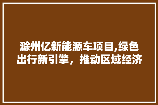 滁州亿新能源车项目,绿色出行新引擎，推动区域经济高质量发展 新款车型