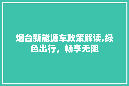 烟台新能源车政策解读,绿色出行，畅享无阻