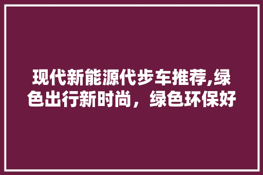 现代新能源代步车推荐,绿色出行新时尚，绿色环保好伙伴