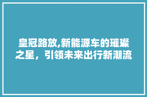 皇冠路放,新能源车的璀璨之星，引领未来出行新潮流
