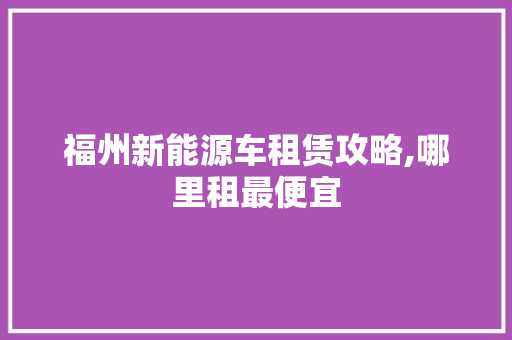 福州新能源车租赁攻略,哪里租最便宜