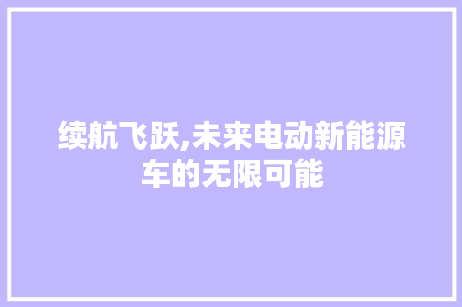 续航飞跃,未来电动新能源车的无限可能 蓄电池配件