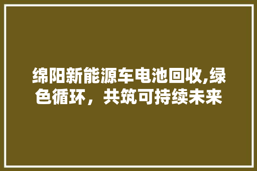 绵阳新能源车电池回收,绿色循环，共筑可持续未来