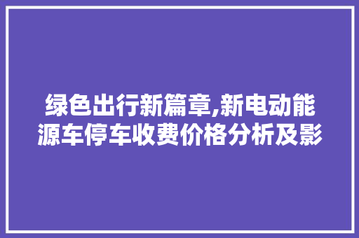 绿色出行新篇章,新电动能源车停车收费价格分析及影响