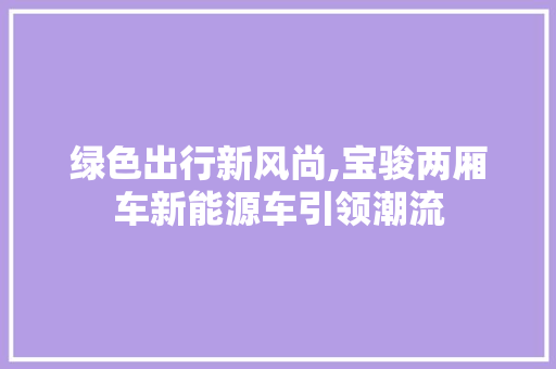 绿色出行新风尚,宝骏两厢车新能源车引领潮流