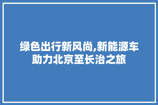 绿色出行新风尚,新能源车助力北京至长治之旅