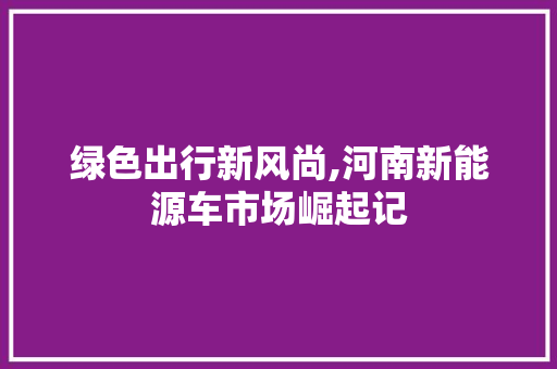 绿色出行新风尚,河南新能源车市场崛起记