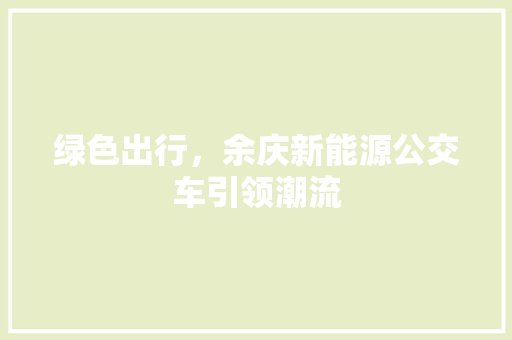 绿色出行，余庆新能源公交车引领潮流