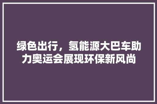 绿色出行，氢能源大巴车助力奥运会展现环保新风尚 车身配件