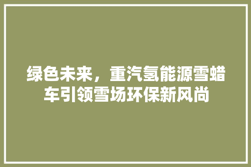 绿色未来，重汽氢能源雪蜡车引领雪场环保新风尚