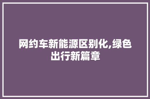 网约车新能源区别化,绿色出行新篇章