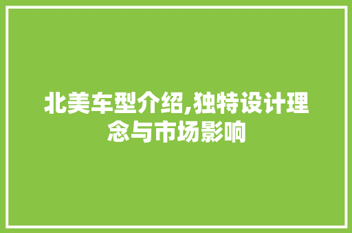 北美车型介绍,独特设计理念与市场影响