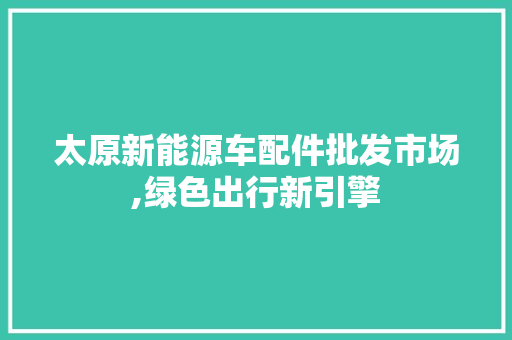 太原新能源车配件批发市场,绿色出行新引擎